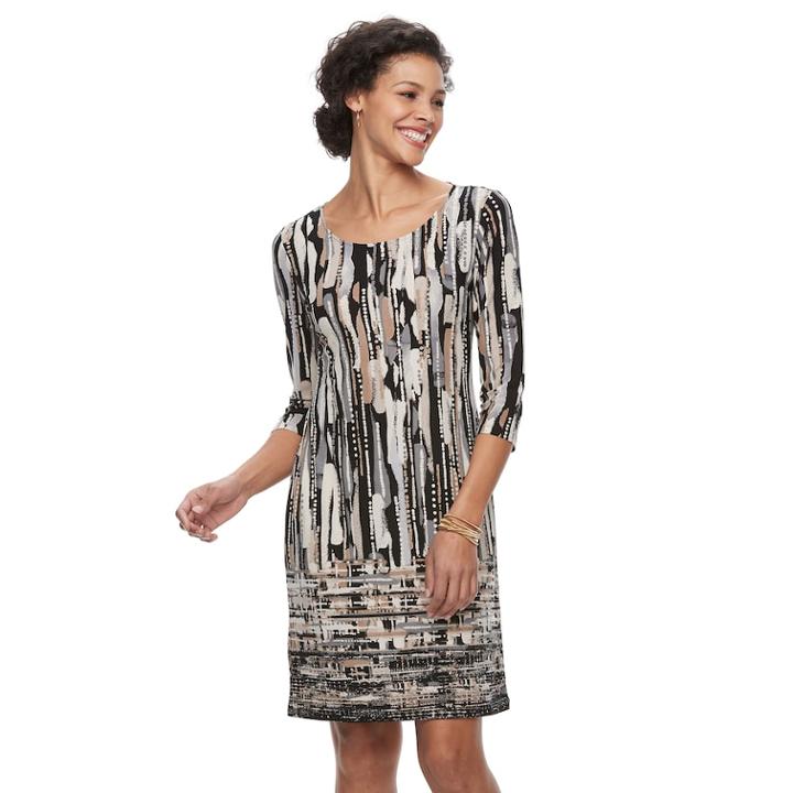 Women's Dana Buchman Scoopneck Shift Dress, Size: Large, Dark Beige