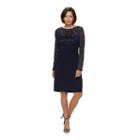 Petite Chaps Ruched Mixed-media Dress, Women's, Size: M Petite, Blue (navy)