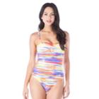 Women's Chaps Tummy Slimmer Tie-dye Bandeau One-piece Swimsuit, Size: 12, Summer Tie Dye