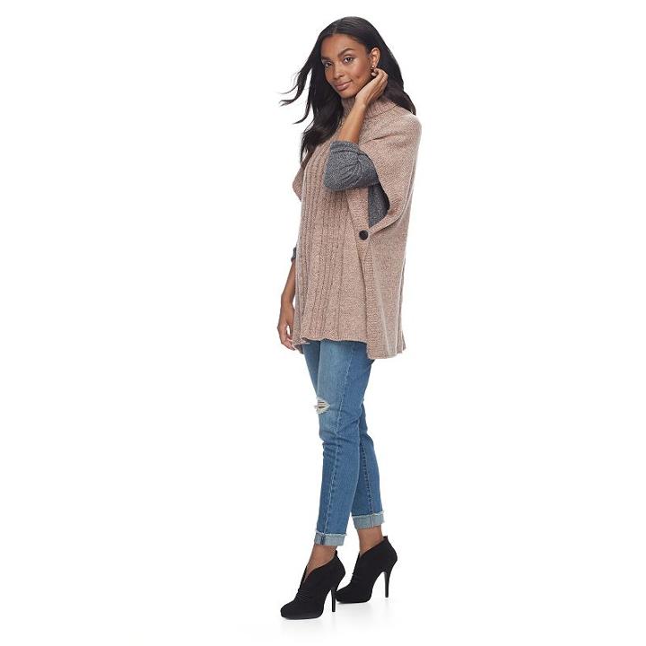 Apt. 9&reg; Cable-knit Poncho, Women's, Med Pink