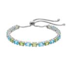 Sterling Silver Blue Topaz & Peridot Bolo Bracelet, Women's