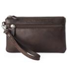 Ili Double-zip Leather Wristlet, Women's, Dark Brown