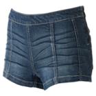 Juniors' Mudd&reg; Whiskered Denim Shortie Shorts, Girl's, Size: 0, Dark Blue