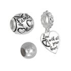 Individuality Beads Sterling Silver Family Love Bead And Heart Charm Set, Women's, Grey