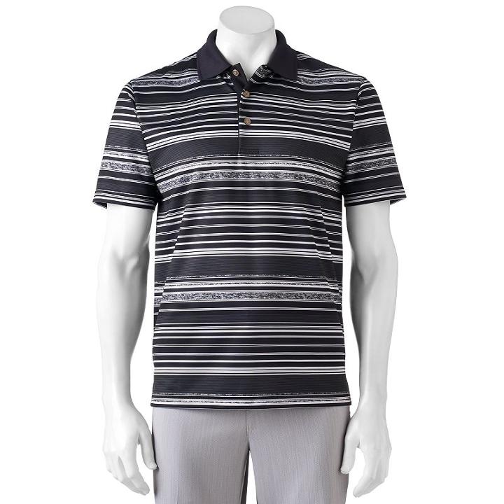 Men's Grand Slam Classic-fit Striped Airflow Golf Polo, Size: Medium, Oxford