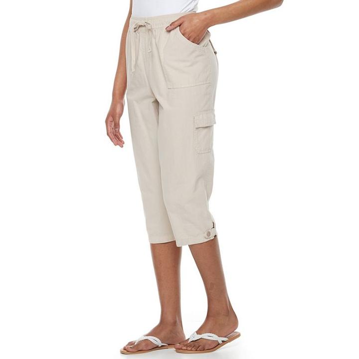 Petite Gloria Vanderbilt Tatiana Cargo Capris, Women's, Size: S Petite, Beig/green (beig/khaki)