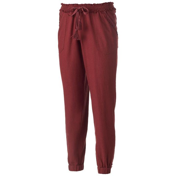 Rewind, Juniors' Smocked Ruffle Jogger Pants, Girl's, Size: Xs, Dark Red