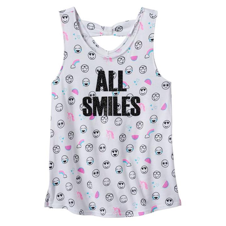 Girls 7-16 So&reg; Bow Back Printed Tank Top, Girl's, Size: 7-8, Natural