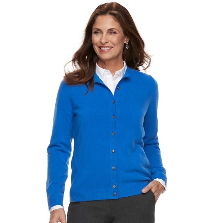 Women's Croft & Barrow&reg; Essential Extra Cozy Cardigan, Size: Xl, Med Blue