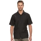Men's Haggar Classic-fit Textured Microfiber Easy-care Button-down Shirt, Size: Medium, Black