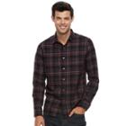 Men's Apt. 9&reg; Slim-fit Plaid Brushed Flannel Button-down Shirt, Size: Large Slim, Red