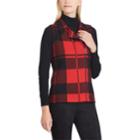 Women's Chaps Plaid Asymmetrical-zip Vest, Size: Large, Red