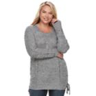 Juniors' Plus Size So&reg; Lace-up Tunic Sweater, Teens, Size: 2xl, Dark Grey