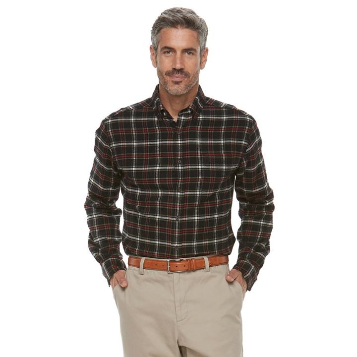 Men's Croft & Barrow&reg; Classic-fit Patterned Flannel Button-down Shirt, Size: Medium, Black