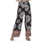 Juniors' About A Girl Smocked Print Palazzo Pants, Size: Large, Oxford