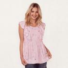 Women's Lc Lauren Conrad Eyelet Peplum Tunic, Size: Medium, Light Pink