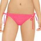 Juniors' Hot Water Crochet Shirred-back Bikini Bottoms, Size: Medium, Med Red