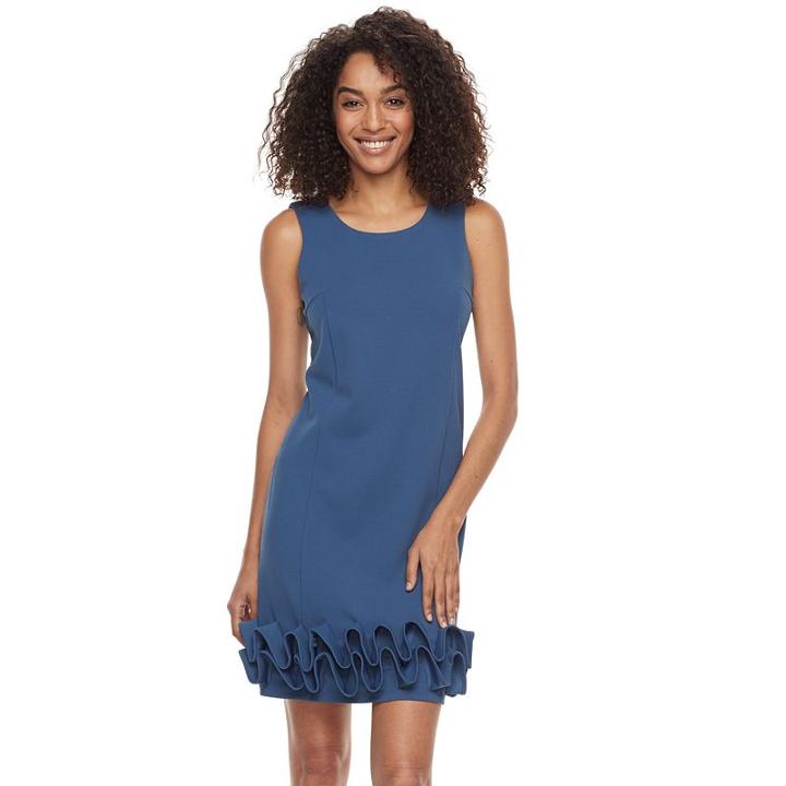 Women's Nina Leonard Wave Shift Dress, Size: Small, Brt Blue