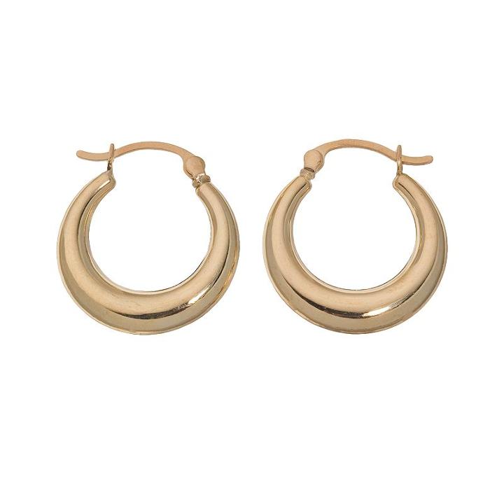 18k Gold Puffed Hoop Earrings, Women's, Yellow