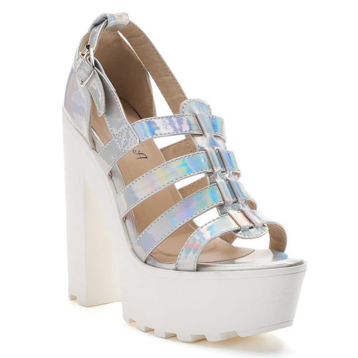 Nyla Stella Women's Platform High Heels, Girl's, Size: 7, Silver