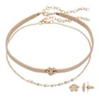 Lc Lauren Conrad Flower Cluster Choker Necklace & Stud Earring Set, Women's, Grey