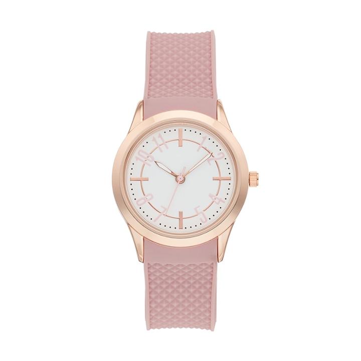 Women's Textured Rubber Band Watch, Size: Medium, Pink