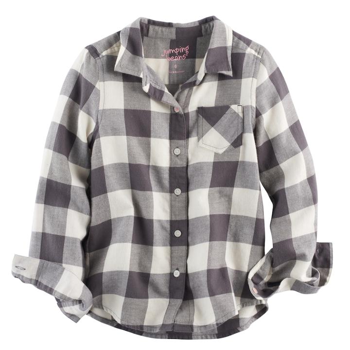 Girls 4-10 Jumping Beans&reg; Long Sleeve Woven Button-front Shirt, Size: 6x, Grey