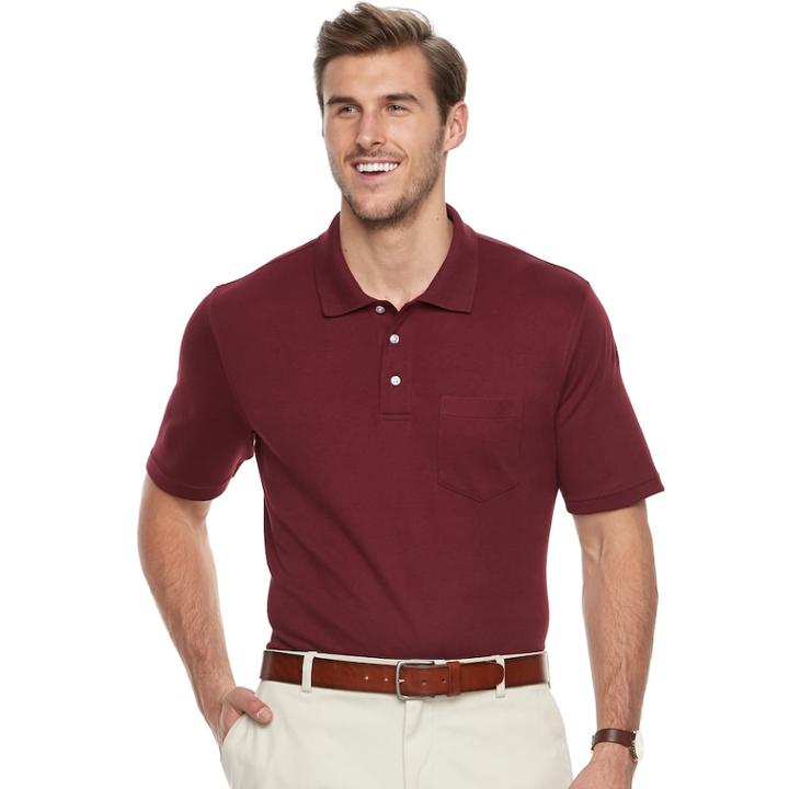 Big & Tall Croft & Barrow&reg; Classic-fit Easy-care Interlock Pocket Polo, Men's, Size: L Tall, Red