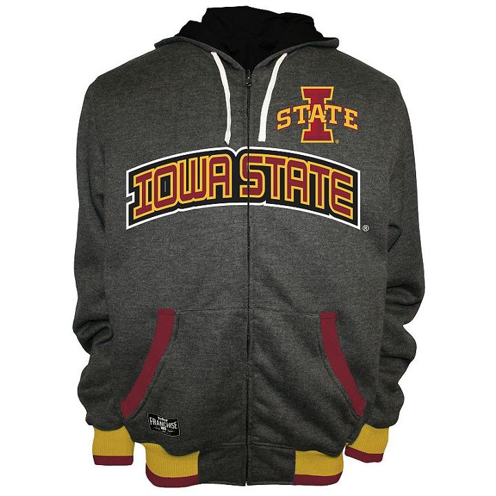 Men's Franchise Club Iowa State Cyclones Power Play Reversible Hooded Jacket, Size: 3xl, Grey