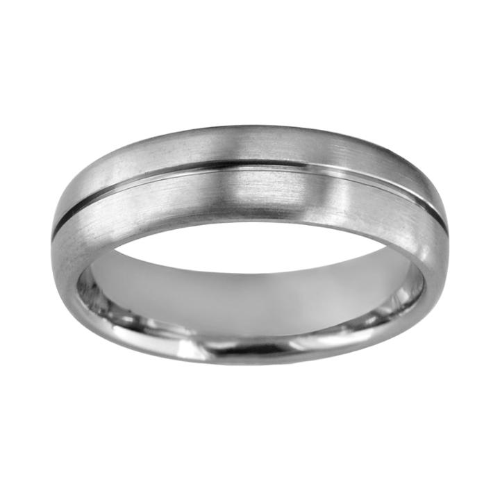 Titanium Center Groove Wedding Band - Men, Size: 9.50, Grey