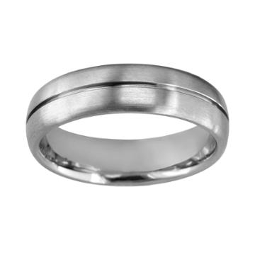 Titanium Center Groove Wedding Band - Men, Size: 9.50, Grey