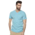 Men's Marc Anthony Slim-fit Linen-blend Tee, Size: Medium, Turquoise/blue (turq/aqua)