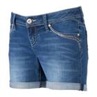 Juniors' Hydraulic Embellished Denim Midi Shorts, Girl's, Size: 9, Blue