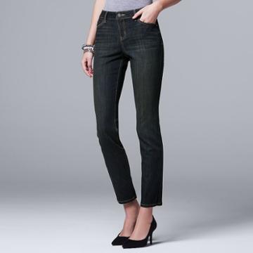 Women's Simply Vera Vera Wang Straight-leg Jeans, Size: 16, Dark Blue