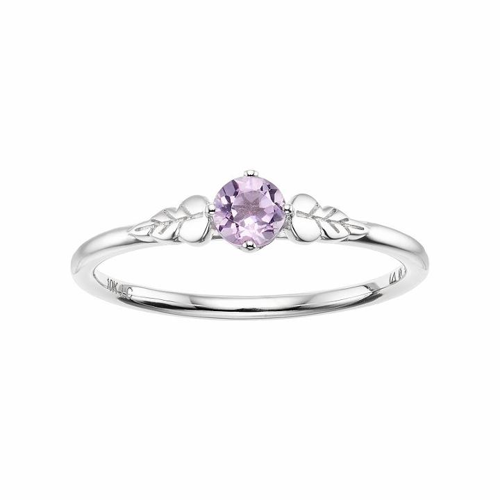 Lc Lauren Conrad 10k White Gold Amethyst Leaf Ring, Women's, Size: 6, Purple