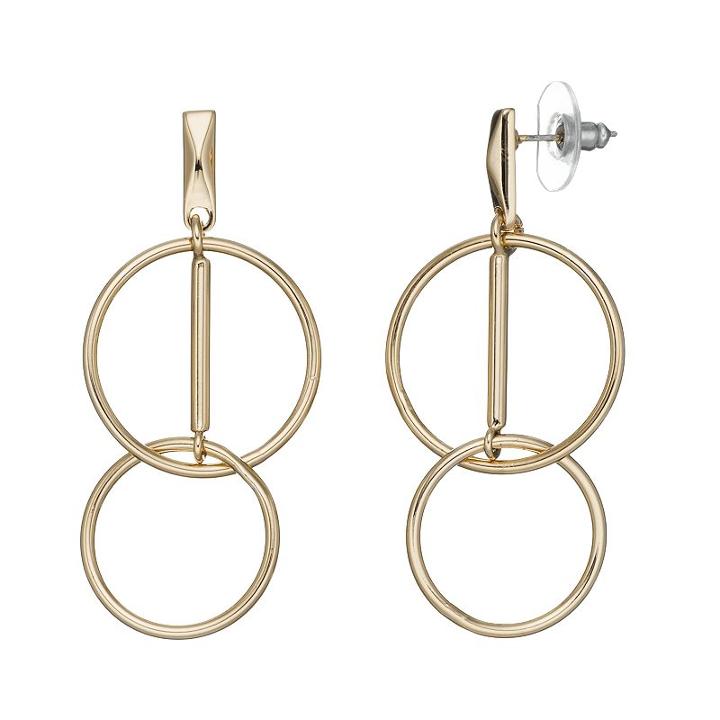 Jennifer Lopez Double Drop Hoop Earrings, Women's, Gold