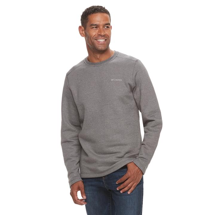 Men's Columbia Ortega Oaks Fleece Crewneck Tee, Size: Large, Med Grey