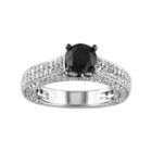 Black Spinel & Lab-created White Sapphire Sterling Silver Engagement Ring, Women's, Size: 9