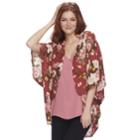 Juniors' Miss Chievous Floral Poncho Top, Teens, Size: Small, Dark Red