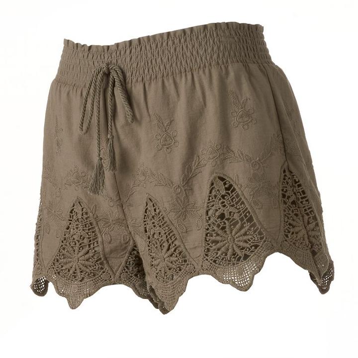 Juniors' Mudd&reg; Crochet Scallop Soft Shorts, Girl's, Size: Xl, Med Green