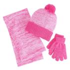 Girls 4-16 Berkshire 3-pc. Marled Infinity Scarf, Hat & Gloves Set, Girl's, Pink