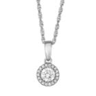 10k White Gold 1/4 Carat T.w. Diamond Halo Pendant Necklace, Women's, Size: 18