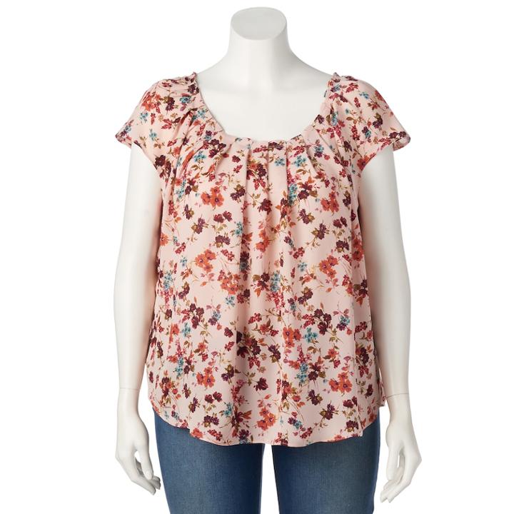 Plus Size Lc Lauren Conrad Love, Lauren Pleated Top, Women's, Size: 2xl, Pink