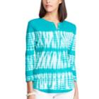 Women's Chaps 3/4-sleeve Henley, Size: Xl, Blue