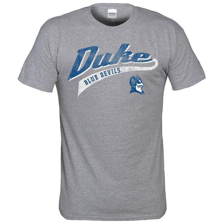 Men's Duke Blue Devils Worn Upon Script Tee, Size: Small, Med Grey