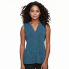 Petite Dana Buchman Pleated V-neck Tank, Women's, Size: M Petite, Blue