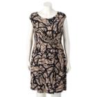 Women's Dana Buchman Print Twist-front Dress, Size: Large, Med Beige