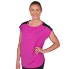 Women's Jockey Sport Illusion Cap Sleeve Tee, Size: Small, Med Pink