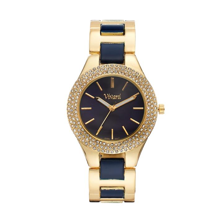 Vivani Women's Crystal Two Tone Watch, Size: Medium, Gold