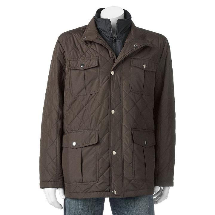 Men's Towne Quilted Field Coat, Size: Small, Dark Brown